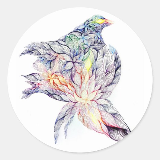 Sticker Rond Oiseau dans son nid (Devant)