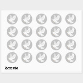Sticker Rond Oiseau de colombe blanche sur gris (Feuille)