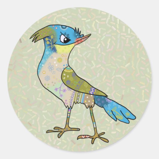 Sticker Rond Oiseau de Crazy (Devant)