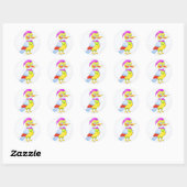 Sticker Rond Oiseau de dessin animé coloré (Feuille)