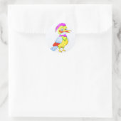 Sticker Rond Oiseau de dessin animé coloré (Sac)