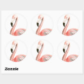 Sticker Rond Oiseau de Flamant rose tropical (Feuille)