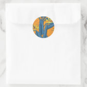 Sticker Rond Oiseau de fleurs paradisiaques sur orange (Sac)