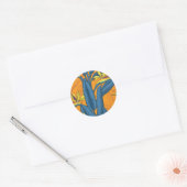 Sticker Rond Oiseau de fleurs paradisiaques sur orange (Enveloppe)