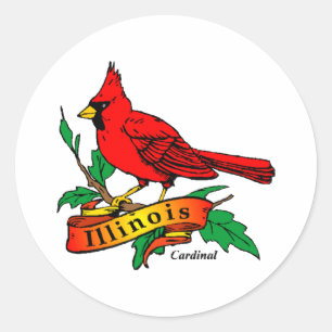 Sticker Rond Oiseau de l'Illinois - Cardinal