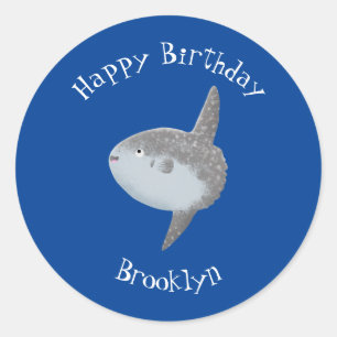 Sticker Rond Oiseau de mer mola mola mignonne caricature