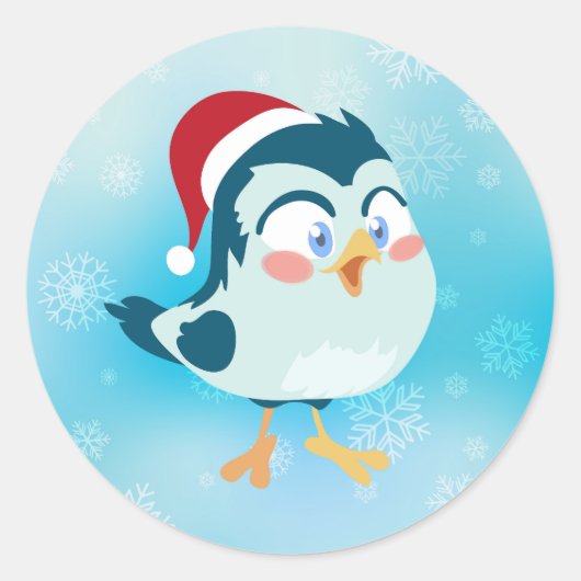 Sticker Rond Oiseau de Noël (Devant)