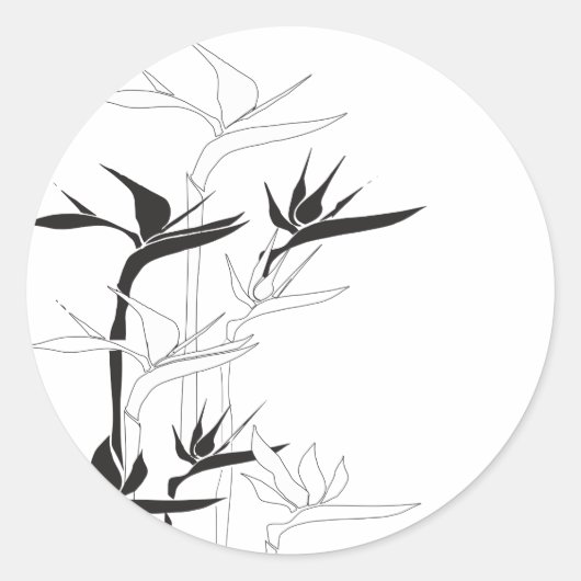 Sticker Rond Oiseau de paradis monochrome (Devant)
