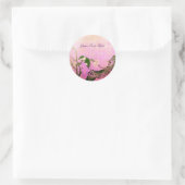 Sticker Rond OISEAU DE PRINTEMPS ET FLEURS D'ARBRE rose Fuchsia (Sac)