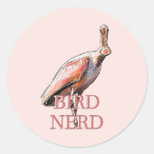 Sticker Rond Oiseau de spatule de rose Nerd (Devant)