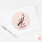 Sticker Rond Oiseau de spatule de rose Nerd (Enveloppe)