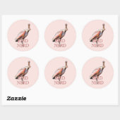 Sticker Rond Oiseau de spatule de rose Nerd (Feuille)