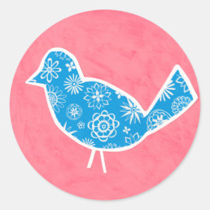 Sticker Rond Oiseau décoratif avec des motifs sur l'arrière -
