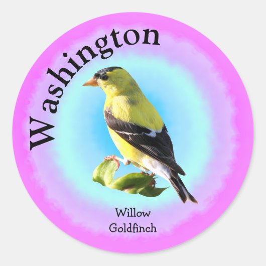 Sticker Rond Oiseau d'État de Washington (Devant)