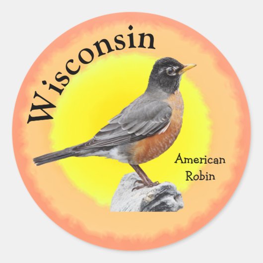 Sticker Rond Oiseau d'État du Wisconsin (Devant)