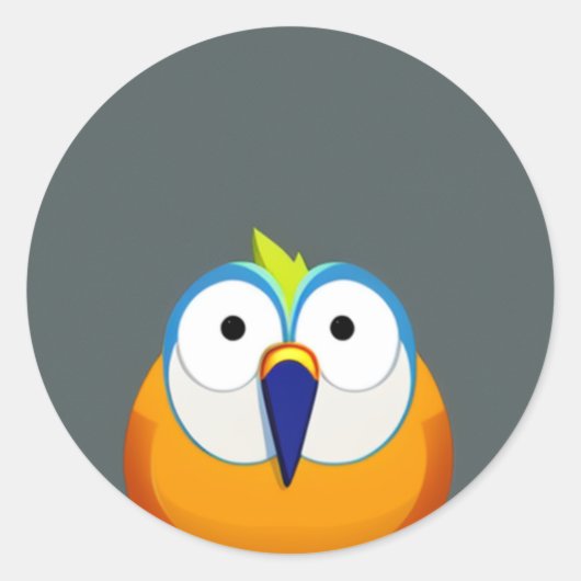 Sticker Rond oiseau drôle de dessin animé (Devant)