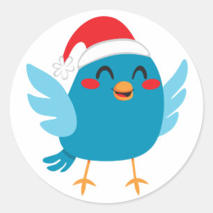 Sticker Rond Oiseau du père noël