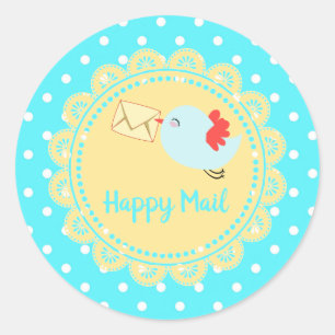 Sticker Rond Oiseau fournissant l'autocollant heureux de