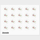 STICKER ROND OISEAU HUMMINGBIRD ET FLEURS (Feuille)