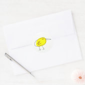 Sticker Rond Oiseau jaune drôle Doodle (Enveloppe)