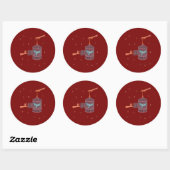Sticker Rond Oiseau libre Cage à oiseaux | Art folklorique Main (Feuille)