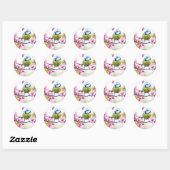 Sticker Rond Oiseau mignon (Feuille)