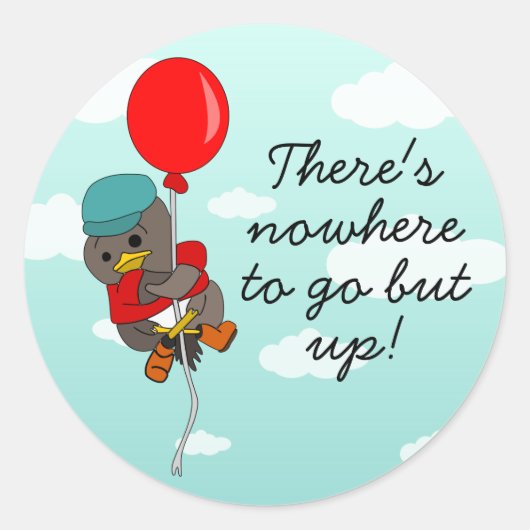 Sticker Rond Oiseau mignon dans les nuages Motivationnel Avoir  (Devant)