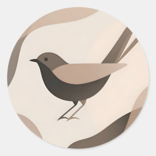 Sticker Rond Oiseau minimaliste Tons neutres Nature abstraite