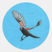 Sticker Rond Oiseau noir à ailes rouges (Devant)