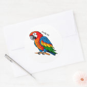 Sticker Rond Oiseau Perroquet Coloré (Enveloppe)