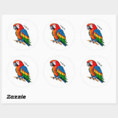 Sticker Rond Oiseau Perroquet Coloré (Feuille)
