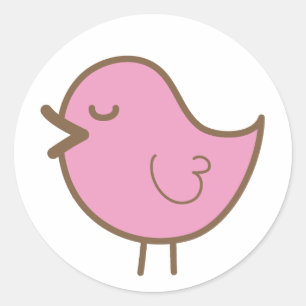 Sticker Rond oiseau rose