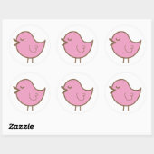Sticker Rond oiseau rose (Feuille)