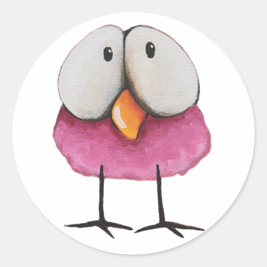Sticker Rond Oiseau rose (Devant)