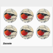 Sticker Rond Oiseau rouge (Feuille)