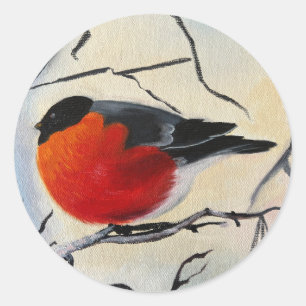 Sticker Rond Oiseau rouge