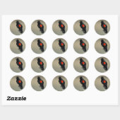 Sticker Rond Oiseau roux (Feuille)