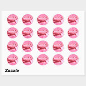 Sticker Rond Oiseau statuaire rose (Feuille)