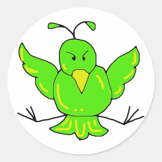Sticker Rond oiseau vert (Devant)