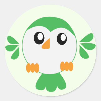 Sticker Rond Oiseau vert mignon