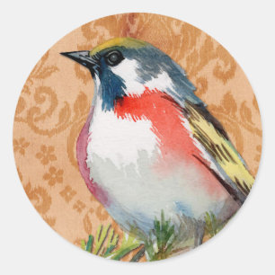Sticker Rond Oiseau vintage