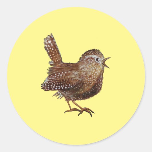 Sticker Rond Oiseau Wren (Troglodytes Troglodytes) (Devant)