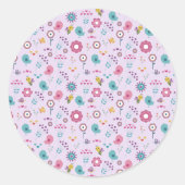 Sticker Rond Oiseaux, abeilles et papillons Floraux (Devant)