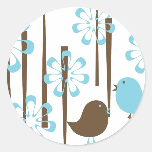 Sticker Rond Oiseaux amicaux en bleu (Devant)