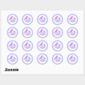 Sticker Rond Oiseaux Baby shower Enveloppe Phoques (Feuille)