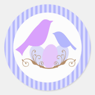 Sticker Rond Oiseaux Baby shower Enveloppe Phoques