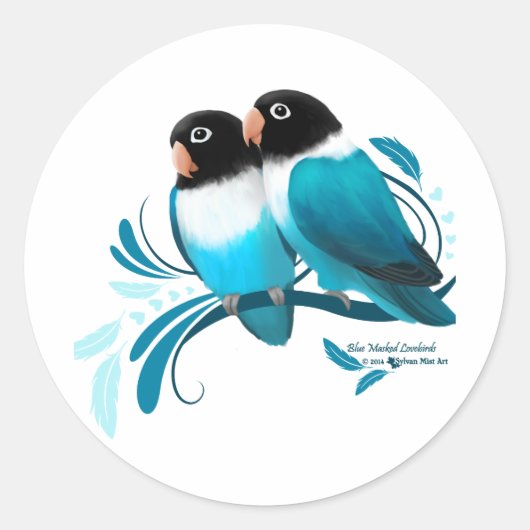 Sticker Rond Oiseaux bleus masqués (Devant)