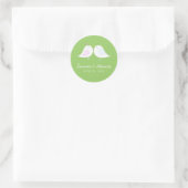 Sticker Rond Oiseaux d'amour mignons vert citron (Sac)
