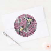 Sticker Rond Oiseaux dans le jardin lilas rose (Enveloppe)