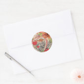 Sticker Rond Oiseaux de l'amour Cœur Rouge Collage d'art (Enveloppe)